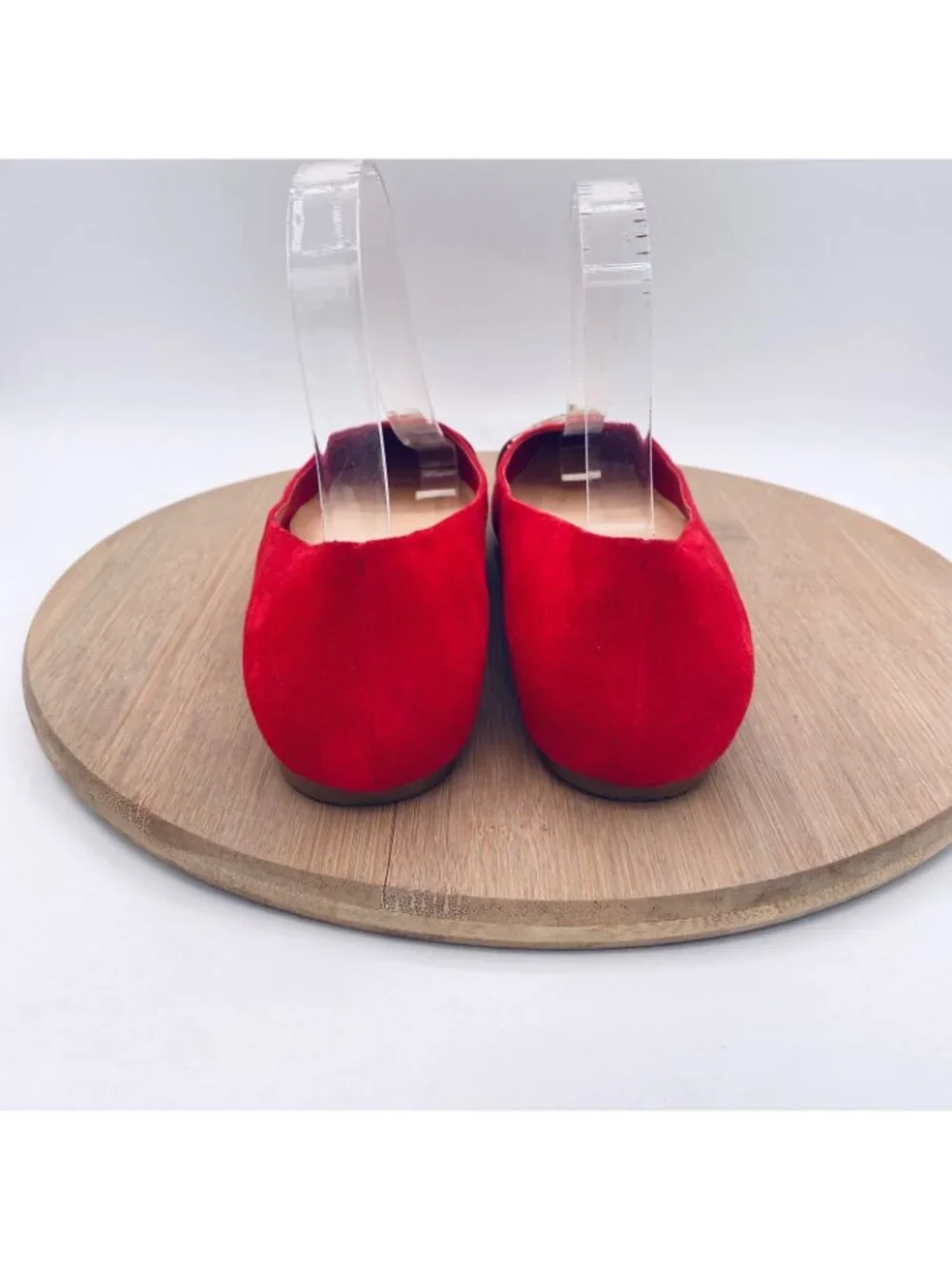 Brian Atwood Shoes Womens 7.5 Red Suede Cap Toe Ballet Flats Italy